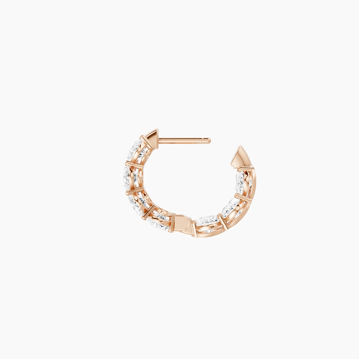 18k Rose Gold 1cm Oval White Lab Diamond Inside-Out Hoop Earrings | 4.2 ct total