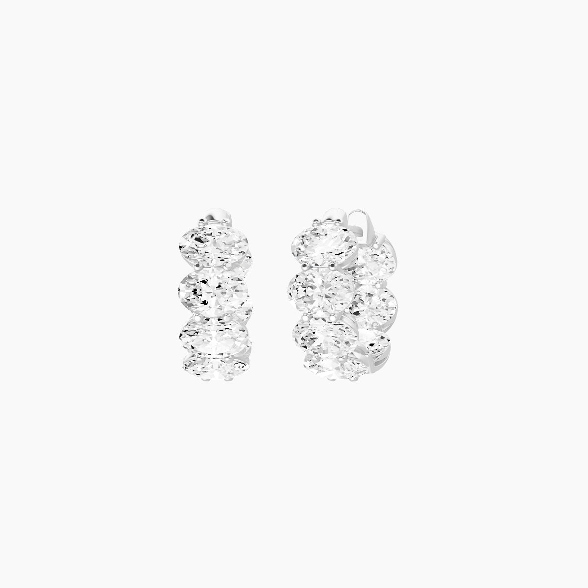 18k White Gold 1cm Oval White Lab Diamond Inside-Out Hoop Earrings | 4.2 ct total