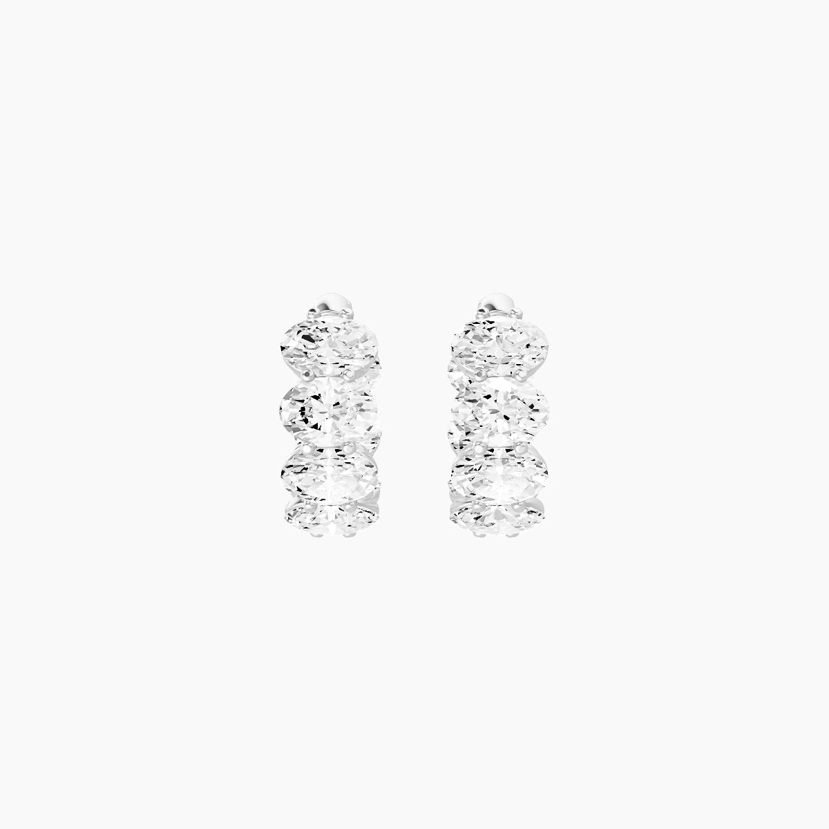 18k White Gold 1cm Oval White Lab Diamond Inside-Out Hoop Earrings | 4.2 ct total
