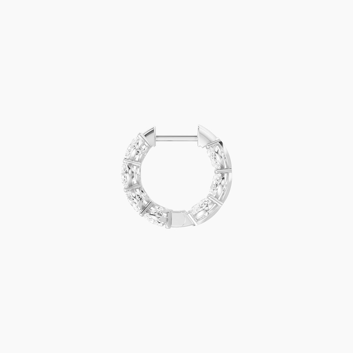 18k White Gold 1cm Oval White Lab Diamond Inside-Out Hoop Earrings | 4.2 ct total