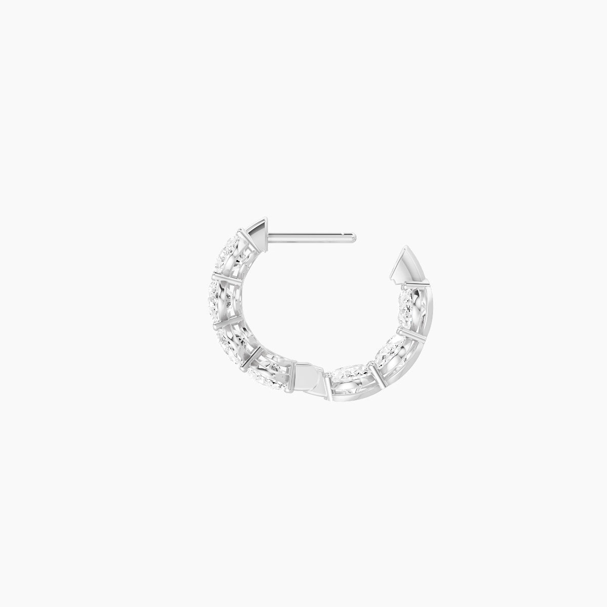 18k White Gold 1cm Oval White Lab Diamond Inside-Out Hoop Earrings | 4.2 ct total