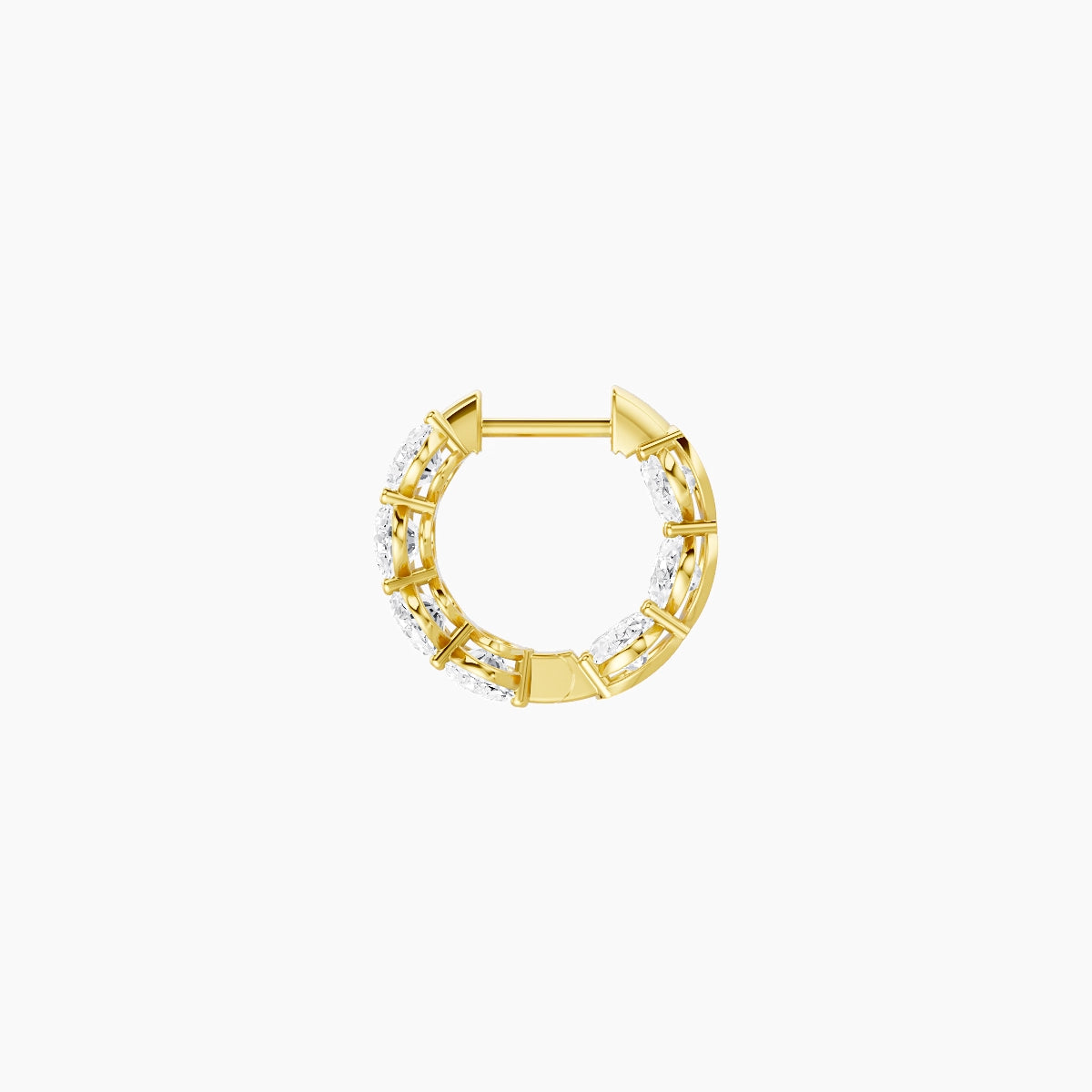 18k Yellow Gold 1cm Oval White Lab Diamond Inside-Out Hoop Earrings | 4.2 ct total