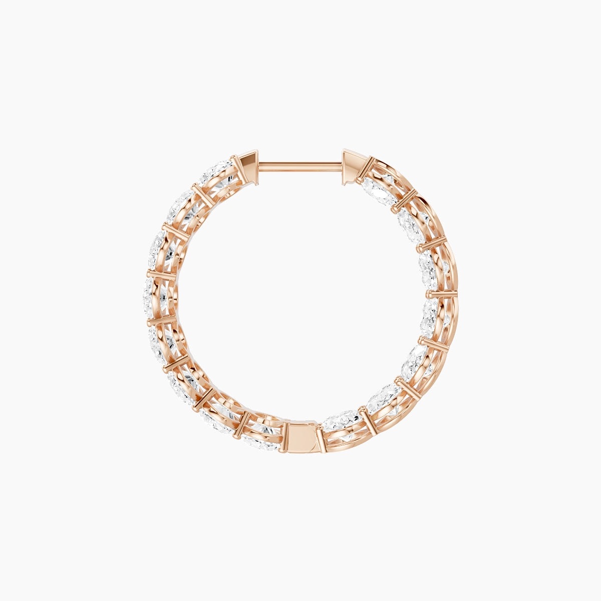 18k Rose Gold 2cm Oval White Lab Diamond Inside-Out Hoop Earrings | 9 ct total
