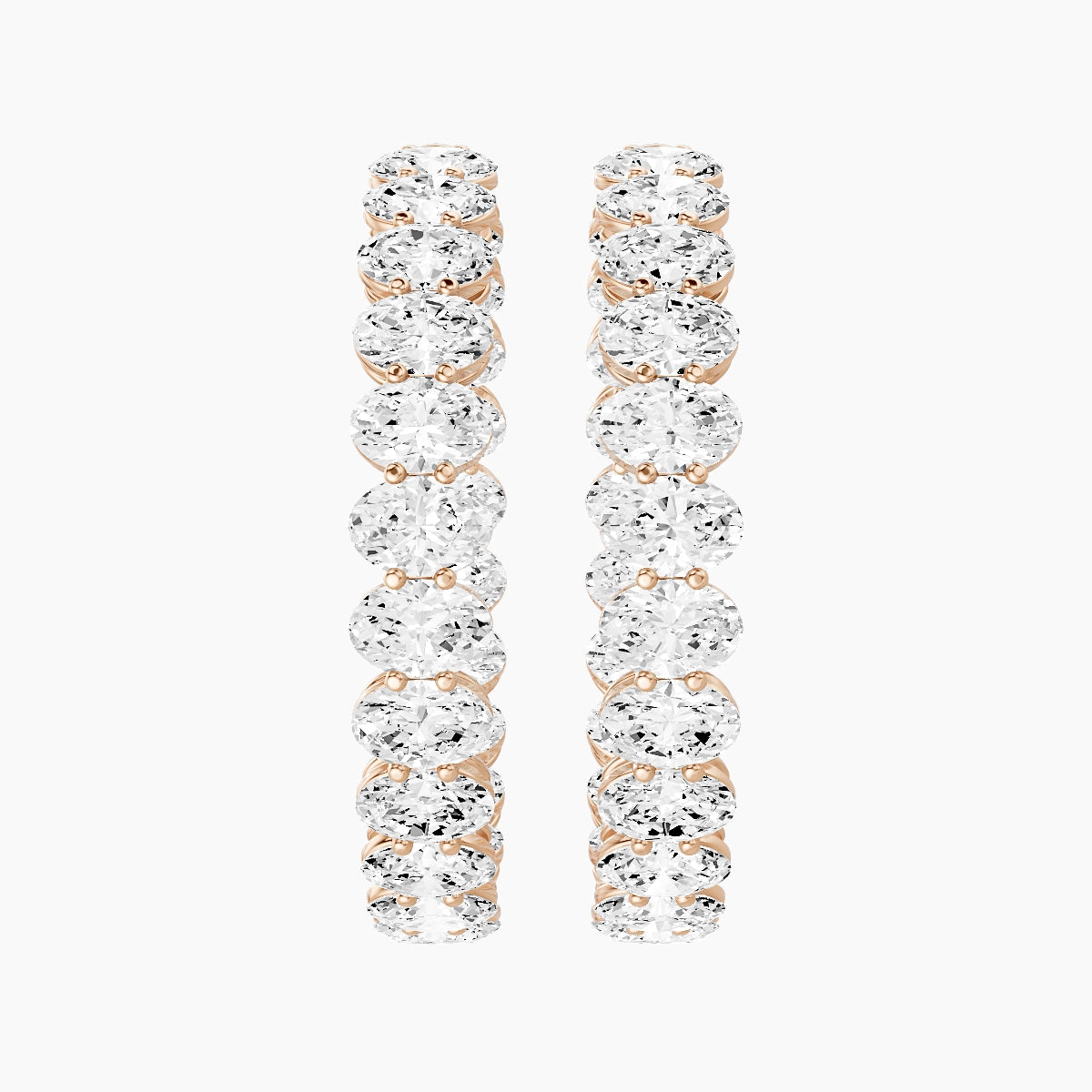 18k Rose Gold 3cm Oval White Lab Diamond Inside-Out Hoop Earrings | 13.8 ct total