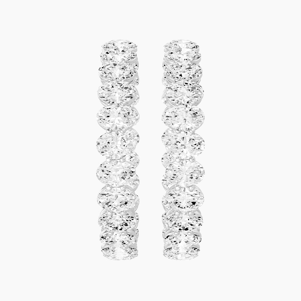 18k White Gold 3cm Oval White Lab Diamond Inside-Out Hoop Earrings | 13.8 ct total