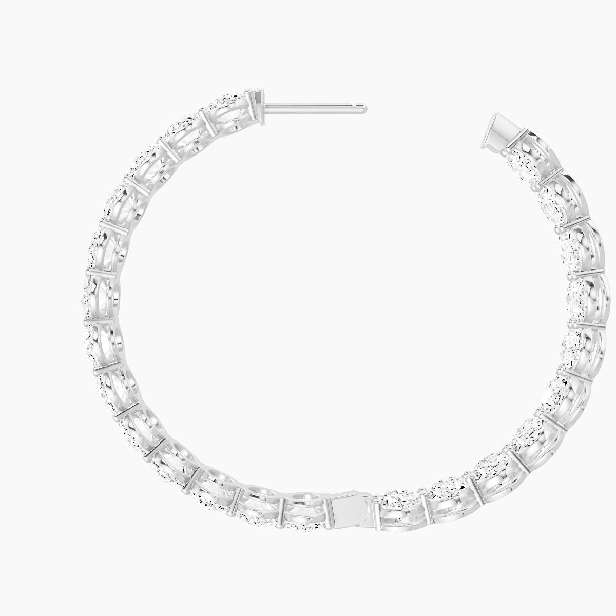 18k White Gold 3cm Oval White Lab Diamond Inside-Out Hoop Earrings | 13.8 ct total
