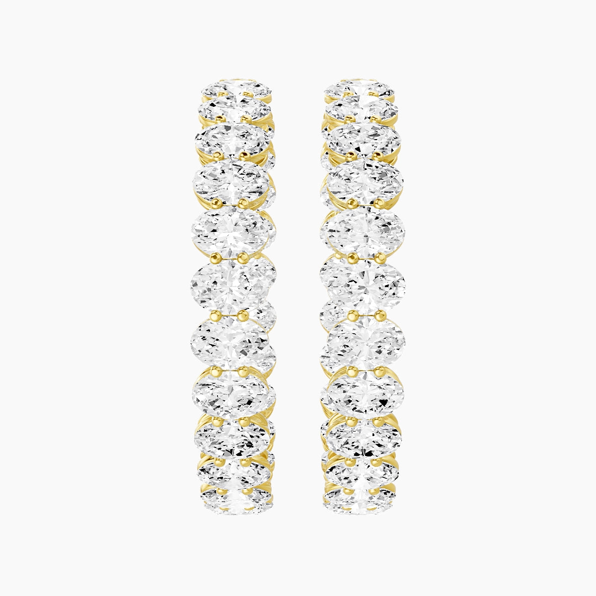 18k Yellow Gold 3cm Oval White Lab Diamond Inside-Out Hoop Earrings | 13.8 ct total