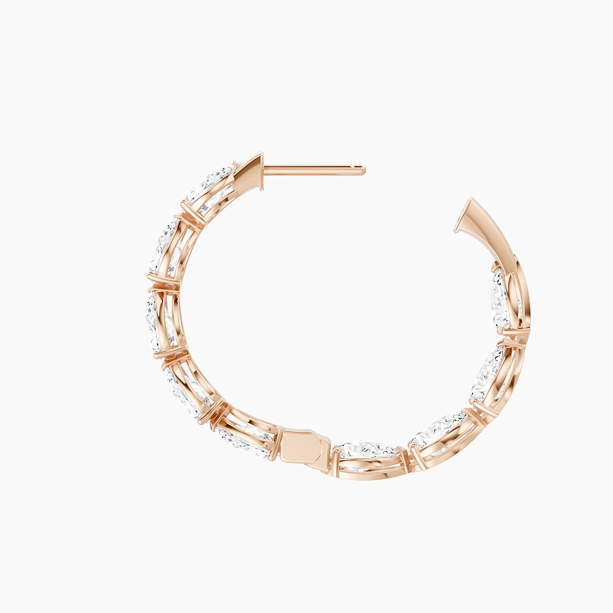 18k Rose Gold 2cm Pear White Lab Diamond Inside-Out Hoop Earrings | 5.4 ct total
