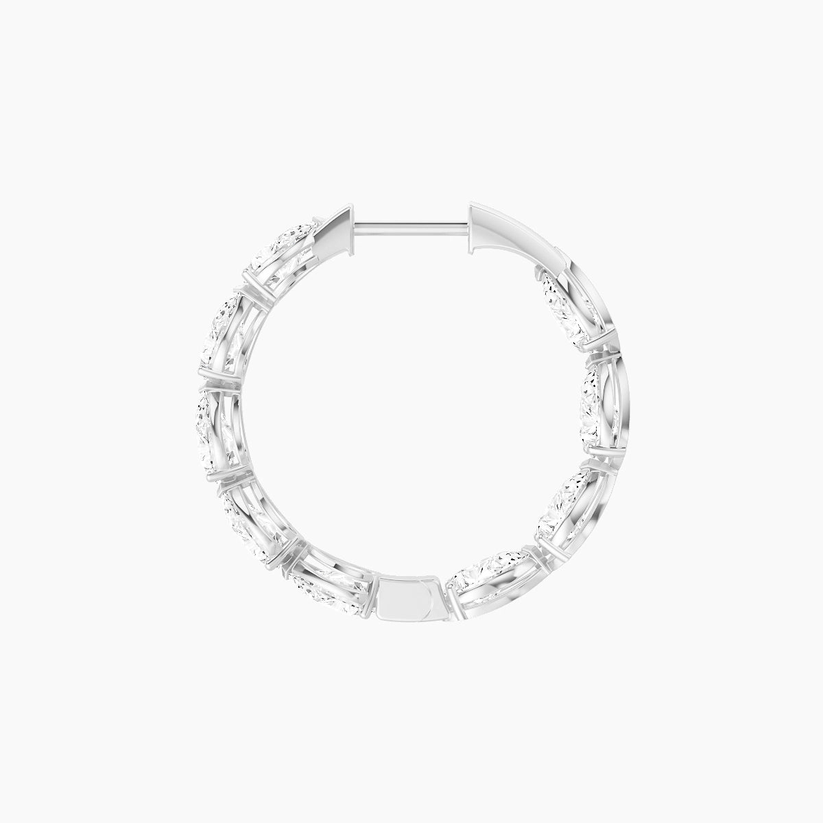 18k White Gold 2cm Pear White Lab Diamond Inside-Out Hoop Earrings | 5.4 ct total