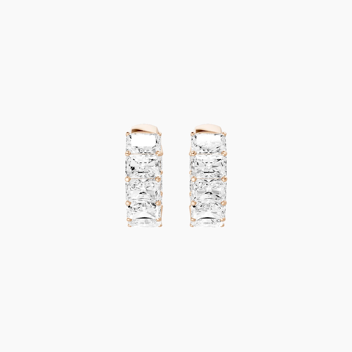 18k Rose Gold 1cm Radiant White Lab Diamond Inside-Out Hoop Earrings | 4.8 ct total