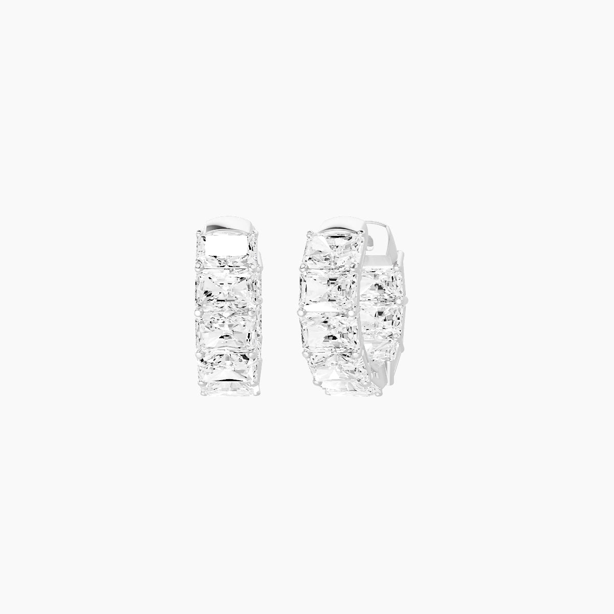 18k White Gold 1cm Radiant White Lab Diamond Inside-Out Hoop Earrings | 4.8 ct total