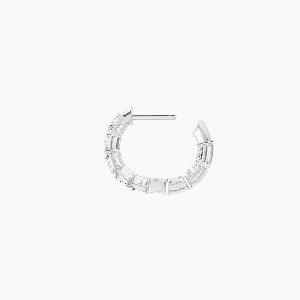 18k White Gold 1cm Radiant White Lab Diamond Inside-Out Hoop Earrings | 4.8 ct total
