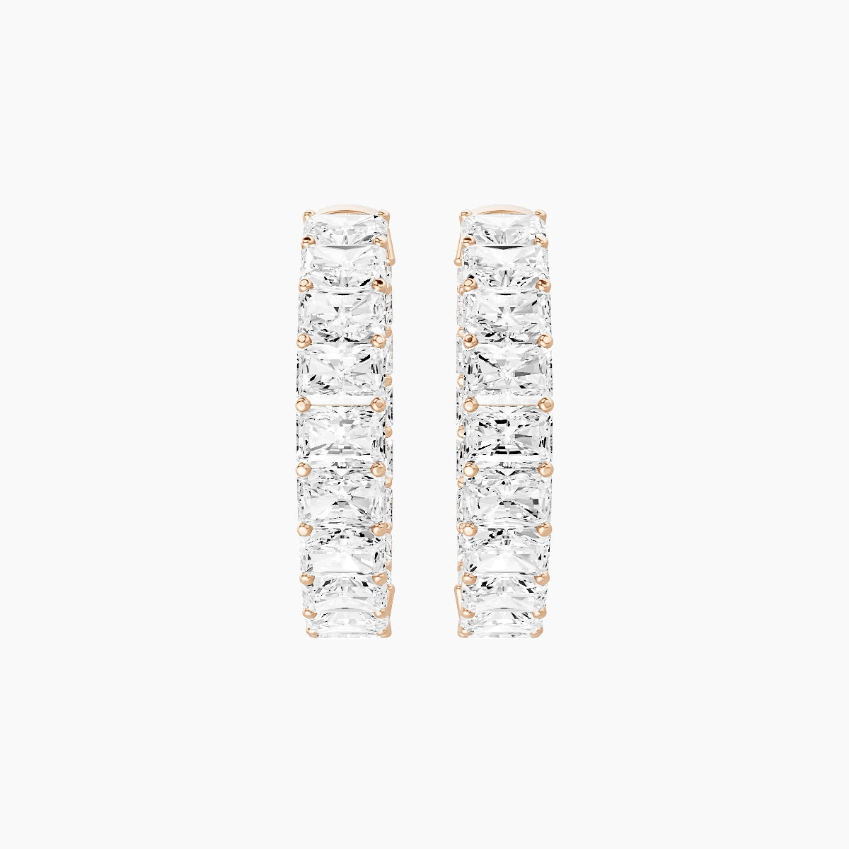 18k Rose Gold 2cm Radiant White Lab Diamond Inside-Out Hoop Earrings | 10.8 ct total