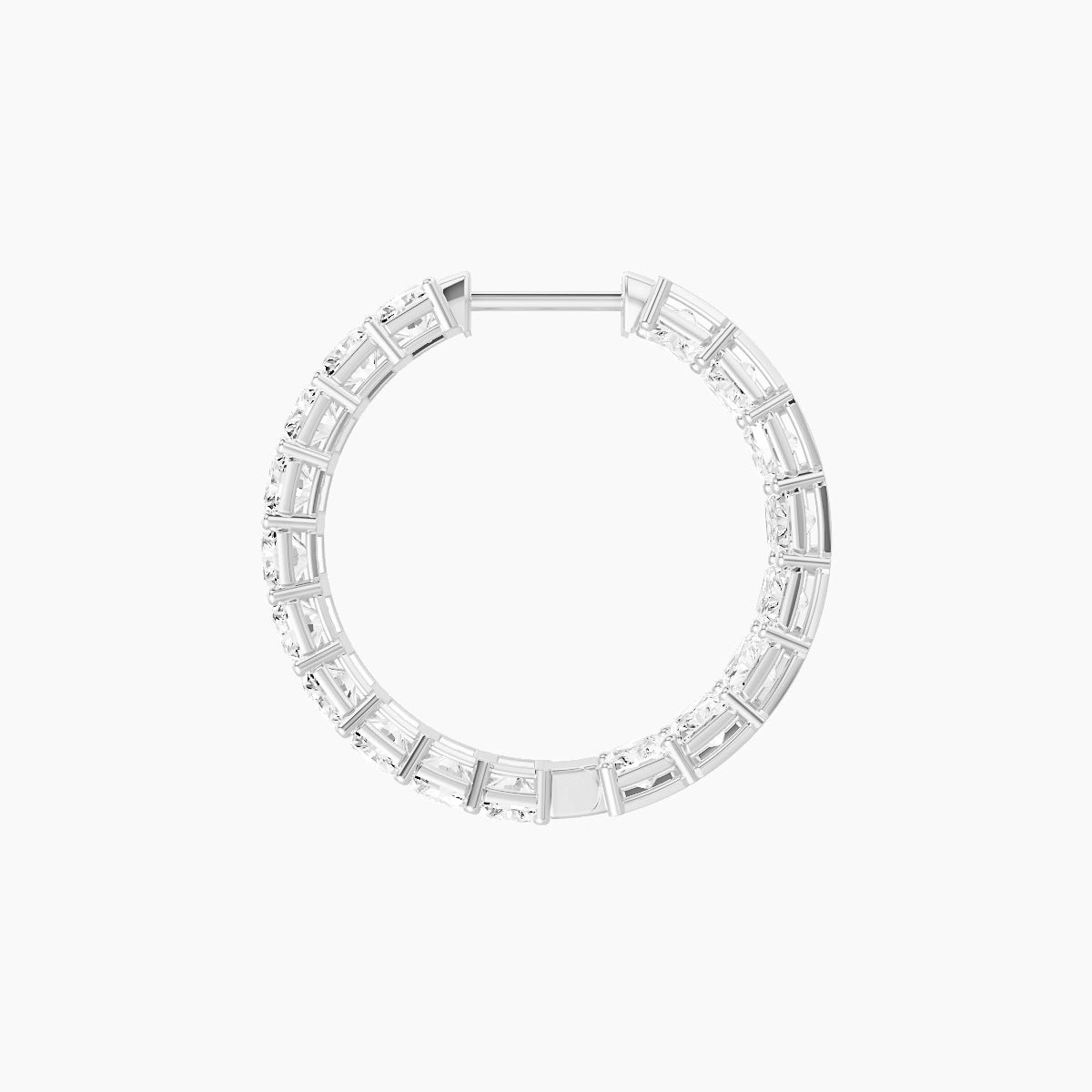 18k White Gold 2cm Radiant White Lab Diamond Inside-Out Hoop Earrings | 10.8 ct total