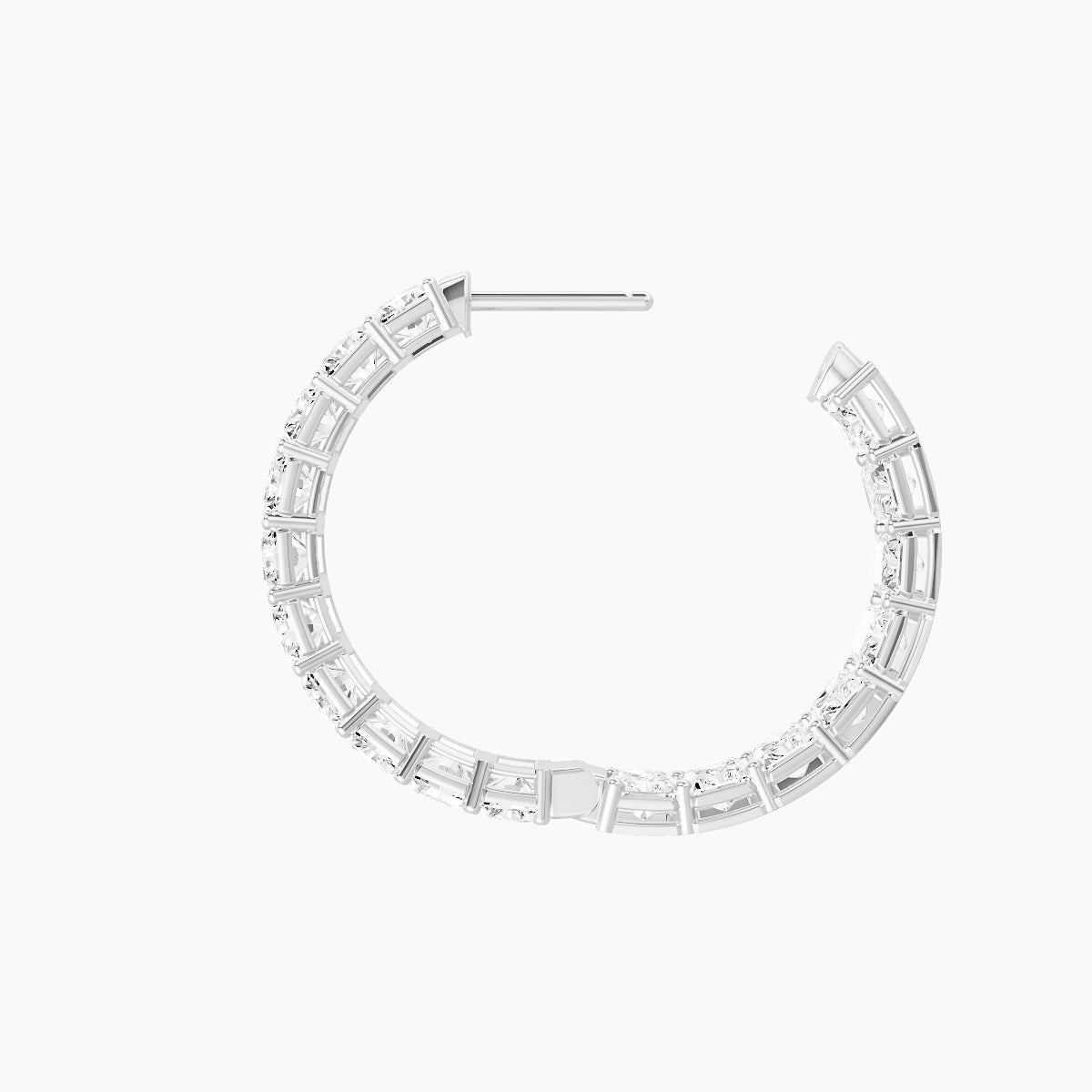 18k White Gold 2cm Radiant White Lab Diamond Inside-Out Hoop Earrings | 10.8 ct total