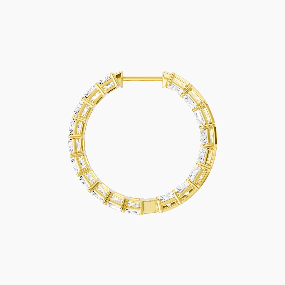 18k Yellow Gold 2cm Radiant White Lab Diamond Inside-Out Hoop Earrings | 10.8 ct total