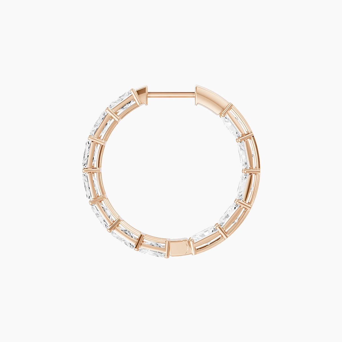 18k Rose Gold 2cm Radiant White Lab Diamond Inside-Out Hoop Earrings | 7.2 ct total