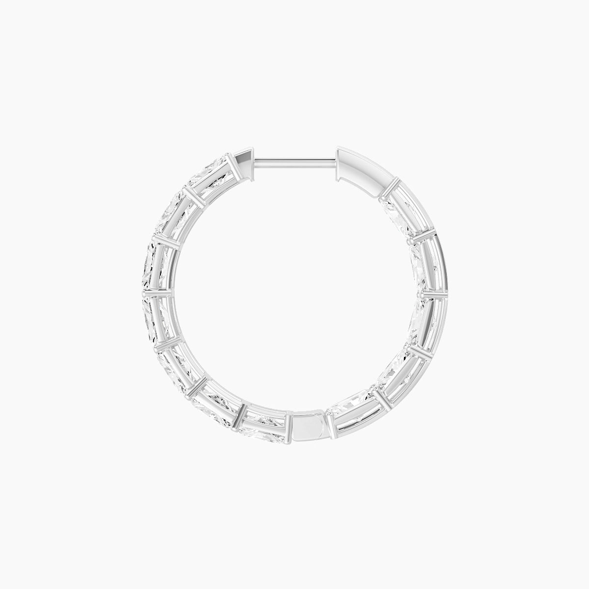 18k White Gold 2cm Radiant White Lab Diamond Inside-Out Hoop Earrings | 7.2 ct total