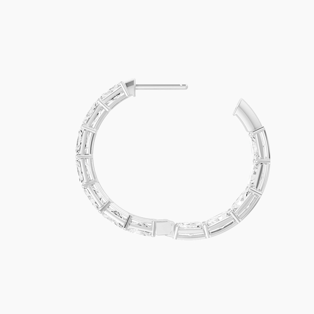 18k White Gold 2cm Radiant White Lab Diamond Inside-Out Hoop Earrings | 7.2 ct total