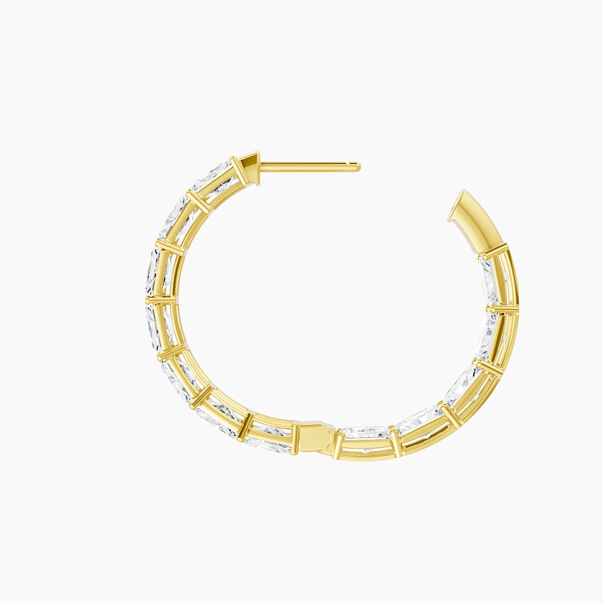 18k Yellow Gold 2cm Radiant White Lab Diamond Inside-Out Hoop Earrings | 7.2 ct total