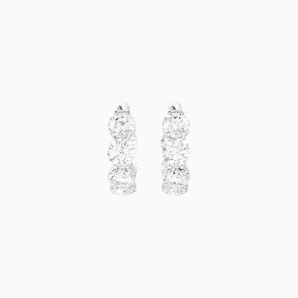 18k White Gold 1cm Round White Lab Diamond Inside-Out Hoop Earrings | 3.6 ct total