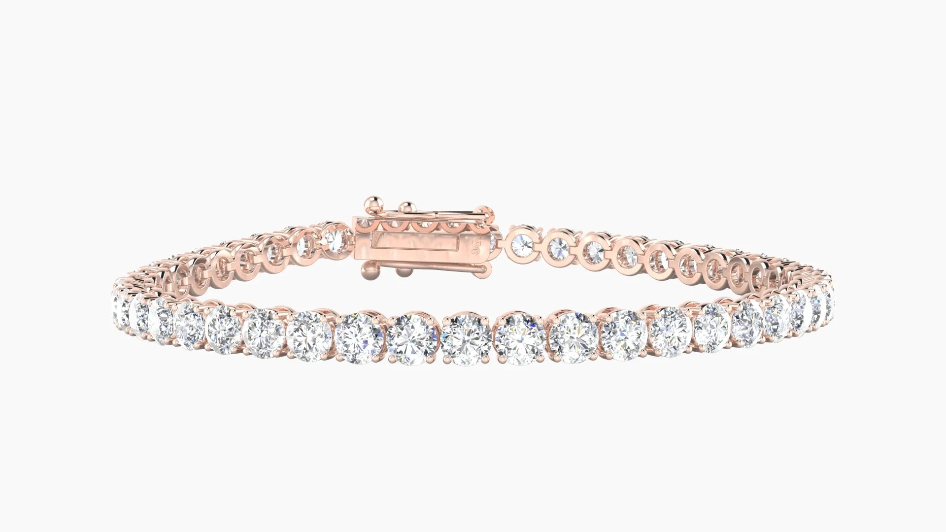 Italian Prong Setting | 18k Rose Gold 3.4 mm White Lab Diamond Round Tennis Bracelet