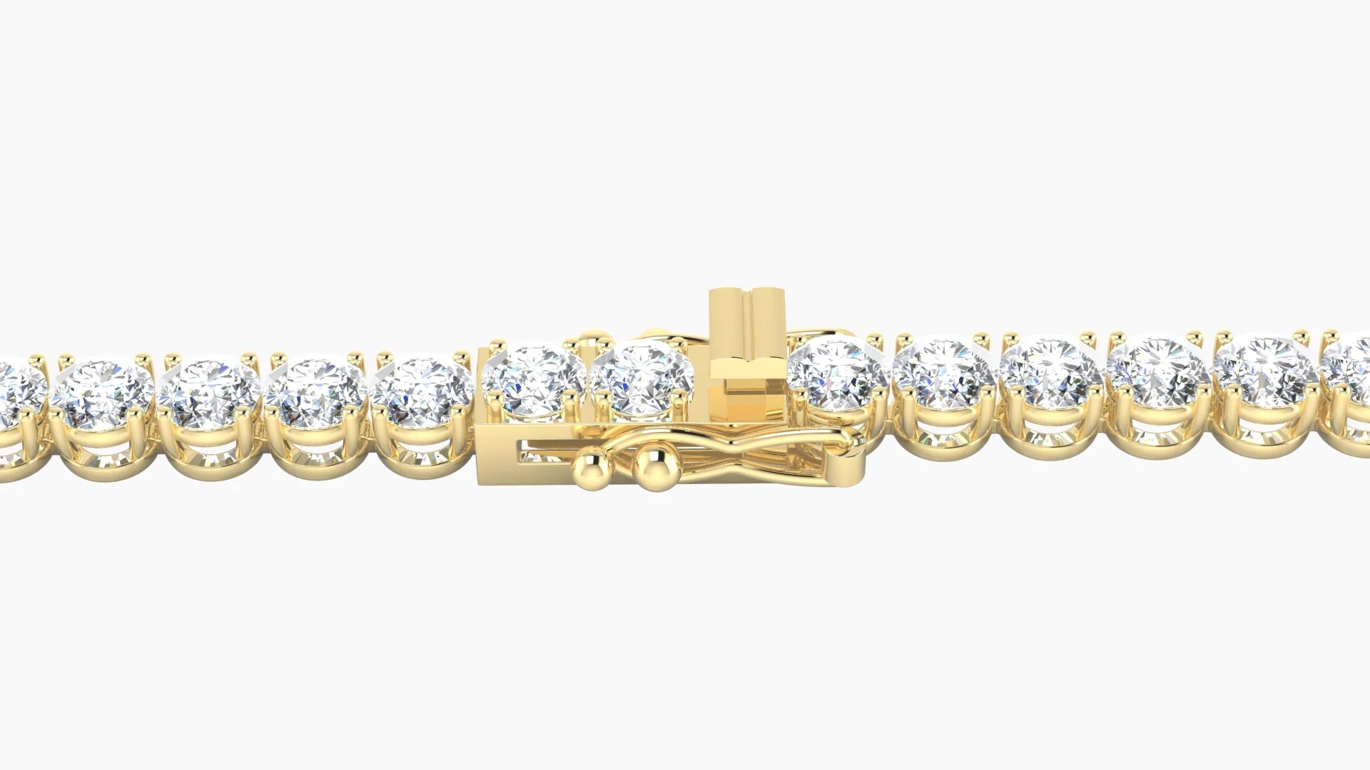 Italian Prong Setting | 18k Yellow Gold 3.4 mm White Lab Diamond Round Tennis Bracelet