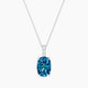 Cushion Blue Lab Diamond Pendant | Paved Hanging Solitaire