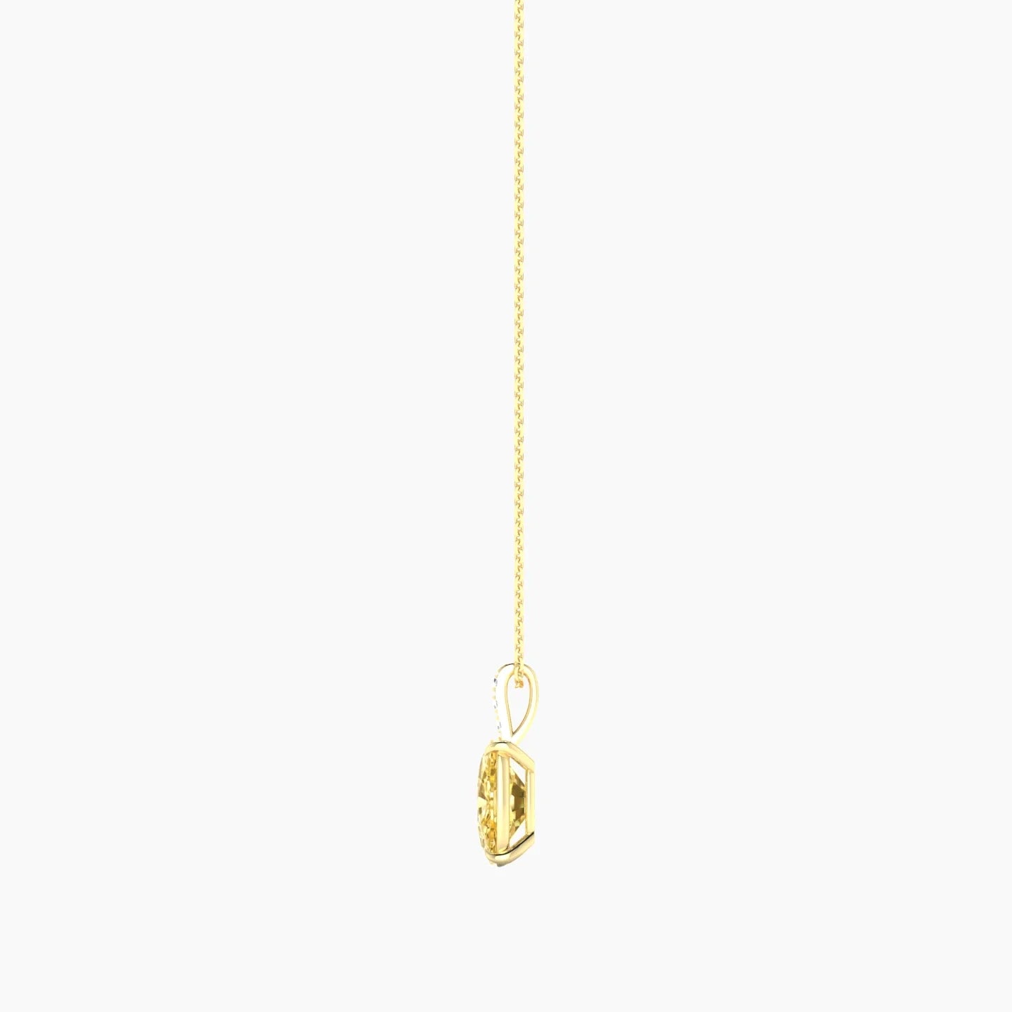 Paved Hanging Solitaire | 18k Yellow Gold 3 ct Yellow Lab Diamond Cushion Cut Pendant