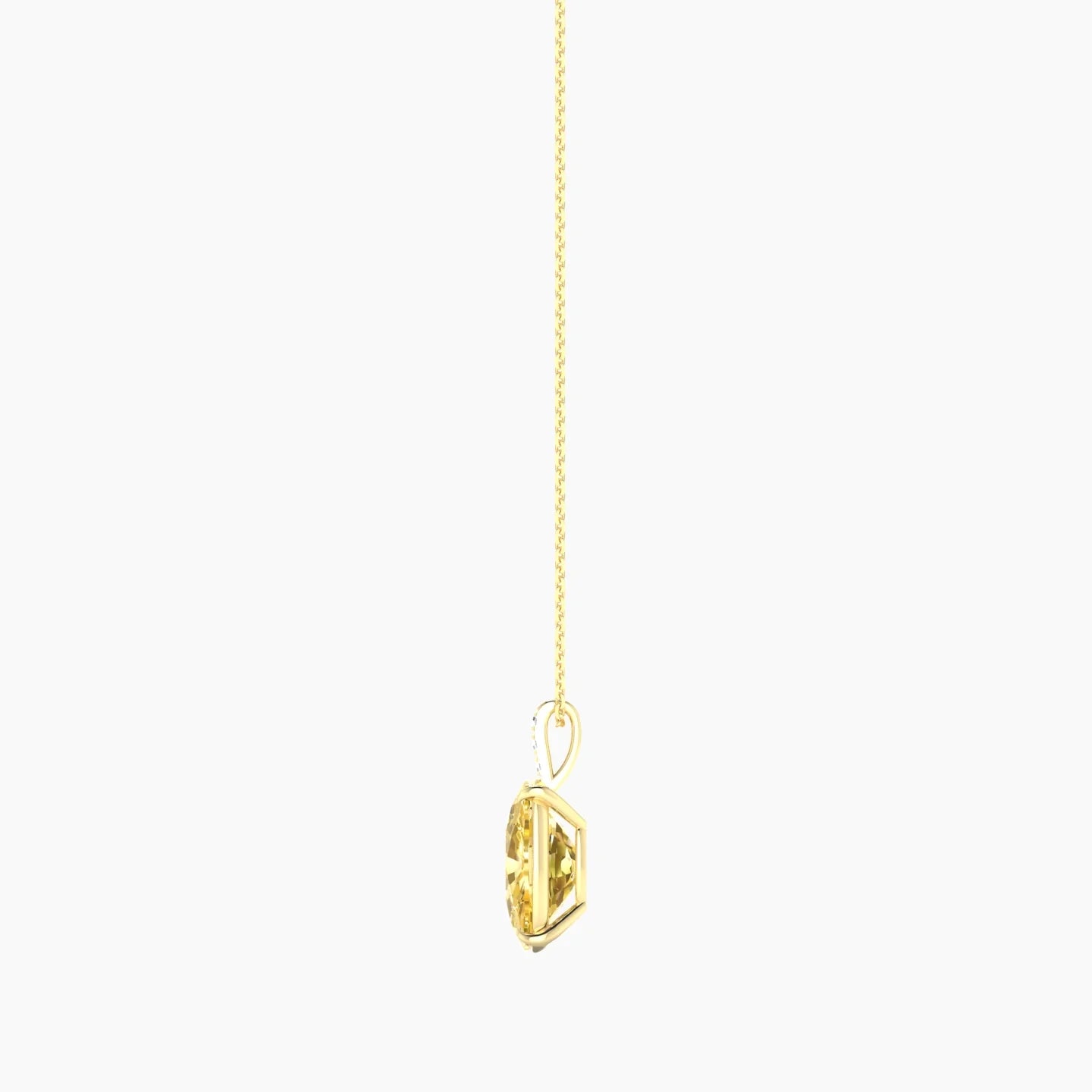 Paved Hanging Solitaire | 18k Yellow Gold 5 ct Yellow Lab Diamond Cushion Cut Pendant