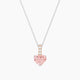 Heart Pink Lab Diamond Pendant | Paved Hanging Solitaire