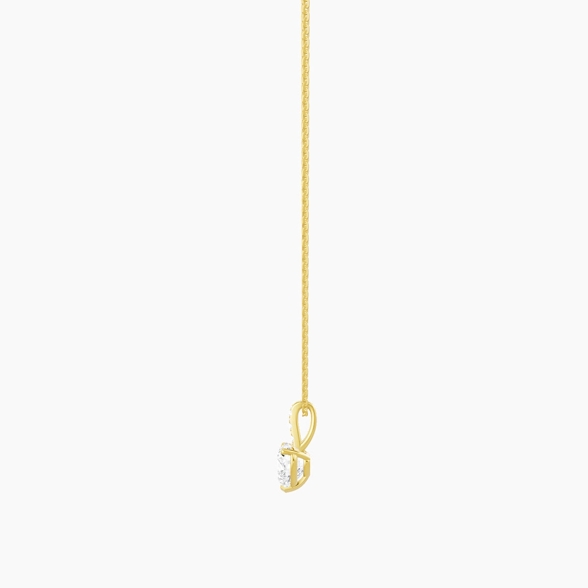Paved Hanging Solitaire | 18k Yellow Gold 1 ct White Lab Diamond Heart Pendant