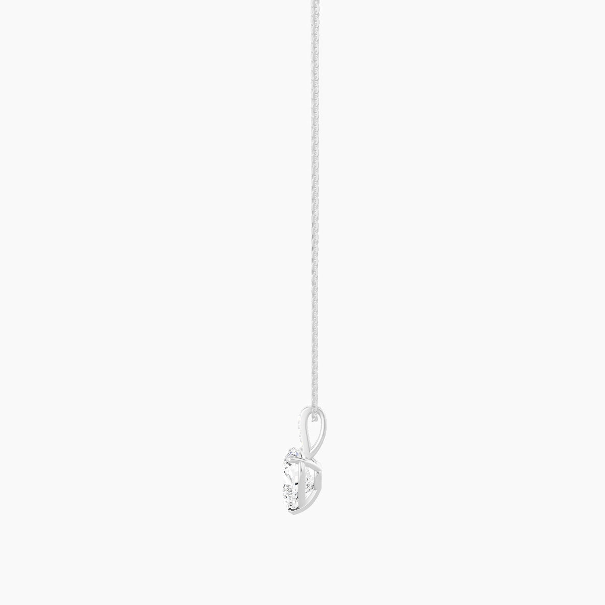 Paved Hanging Solitaire | 18k White Gold 2 ct White Lab Diamond Heart Pendant