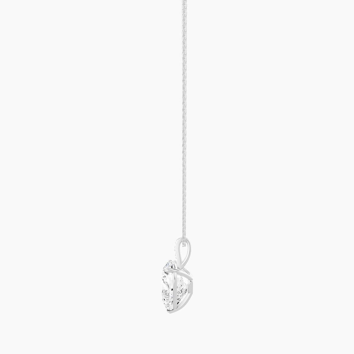 Paved Hanging Solitaire | 18k White Gold 5 ct White Lab Diamond Heart Pendant