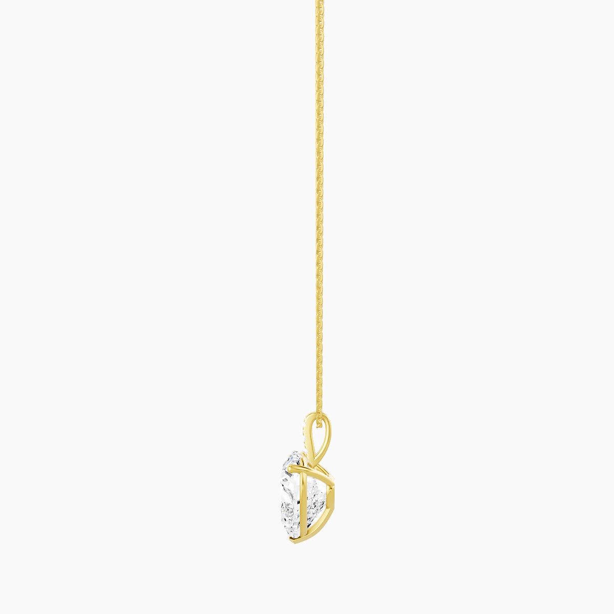 Paved Hanging Solitaire | 18k Yellow Gold 5 ct White Lab Diamond Heart Pendant