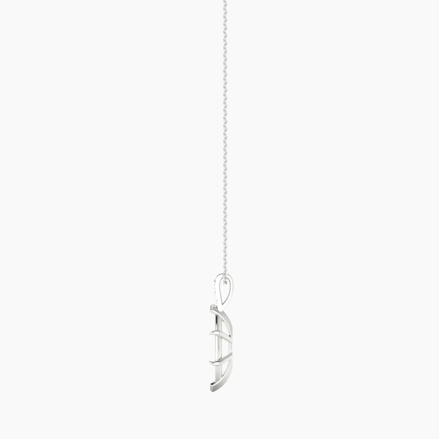 Paved Hanging Solitaire | 18k White Gold 3-4.99 ct Marquise Cut Pendant Setting