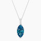 Marquise Blue Lab Diamond Pendant | Paved Hanging Solitaire