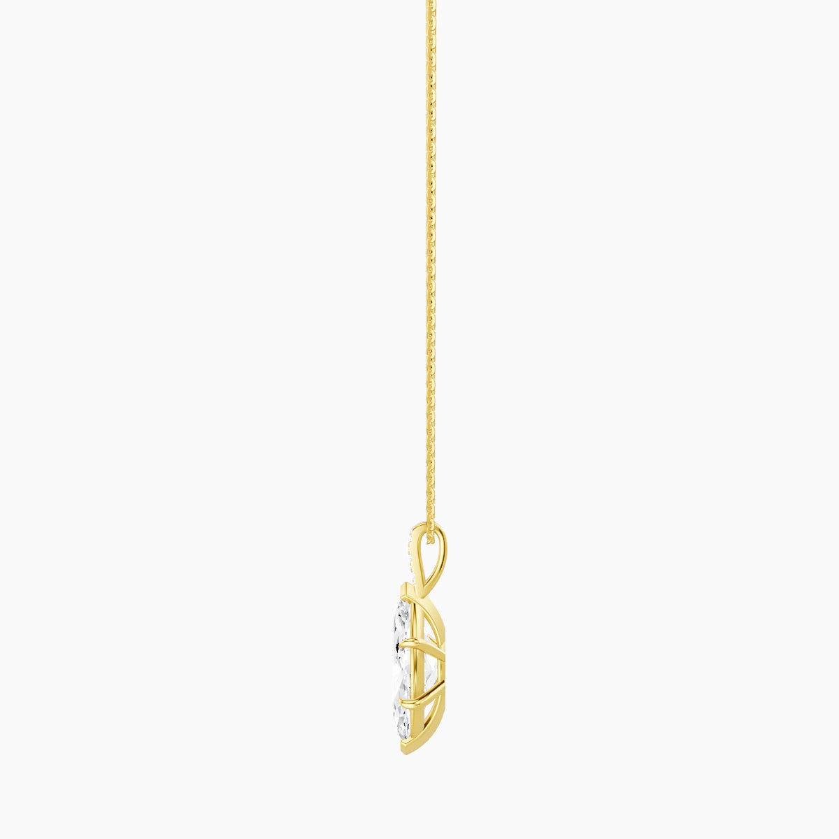Paved Hanging Solitaire | 18k Yellow Gold 3 ct White Lab Diamond Marquise Pendant