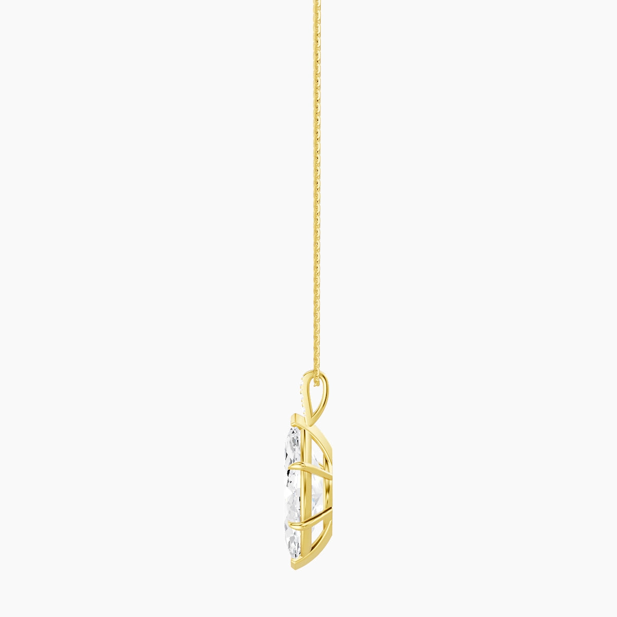 Paved Hanging Solitaire | 18k Yellow Gold 5 ct White Lab Diamond Marquise Pendant