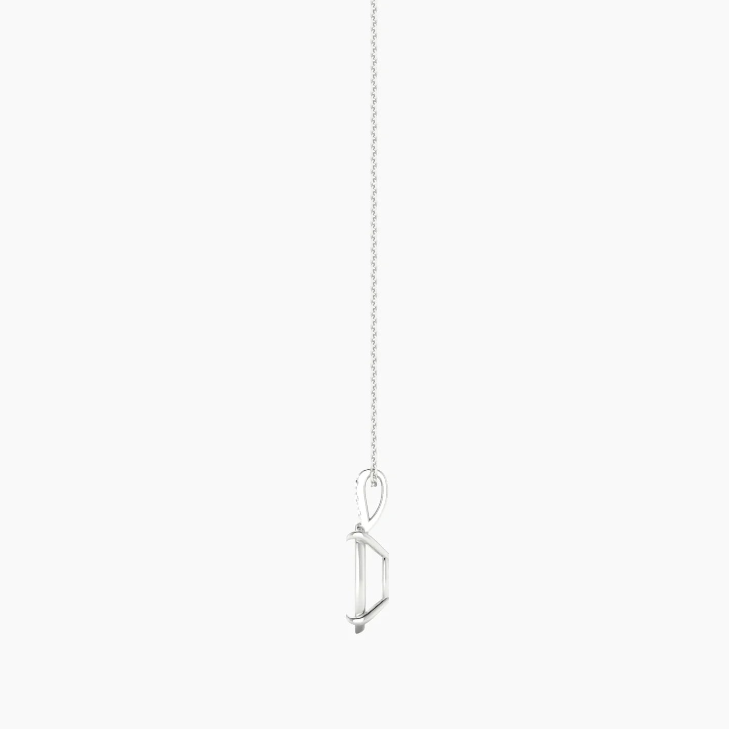 Paved Hanging Solitaire | 18k White Gold 3-4.99 ct Oval Cut Pendant Setting