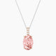 Oval Pink Lab Diamond Pendant | Paved Hanging Solitaire