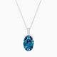 Oval Blue Lab Diamond Pendant | Paved Hanging Solitaire