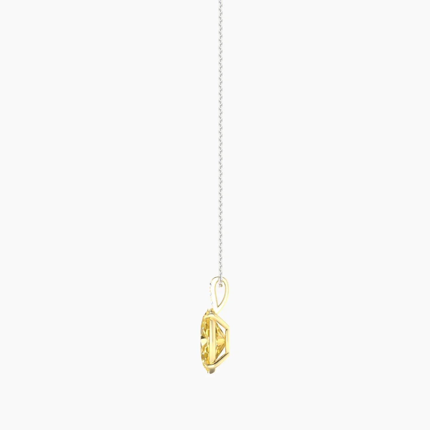 Paved Hanging Solitaire | 18k White & Yellow Gold 3 ct Yellow Lab Diamond Oval Cut Pendant