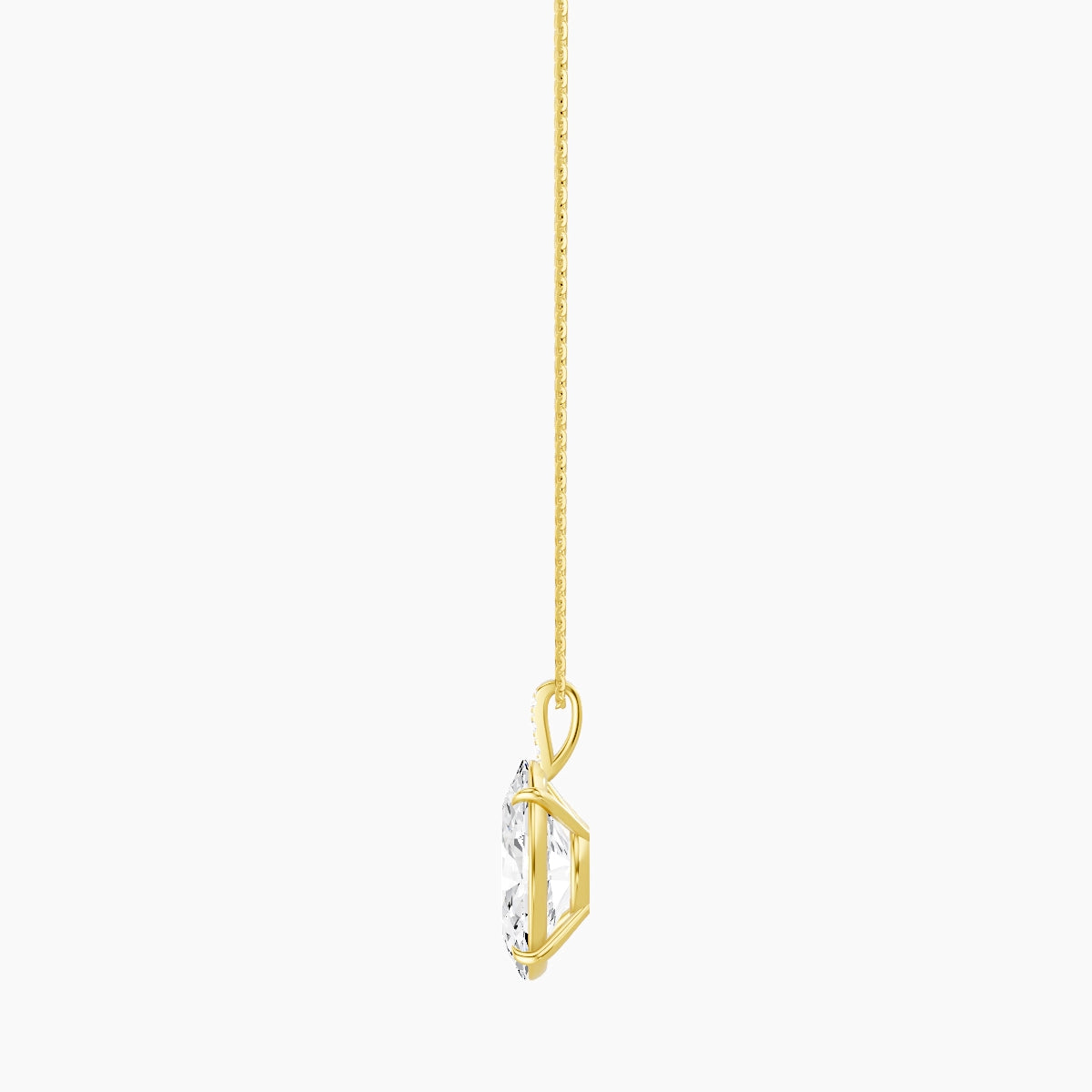 Paved Hanging Solitaire | 18k Yellow Gold 5 ct White Lab Diamond Oval Pendant