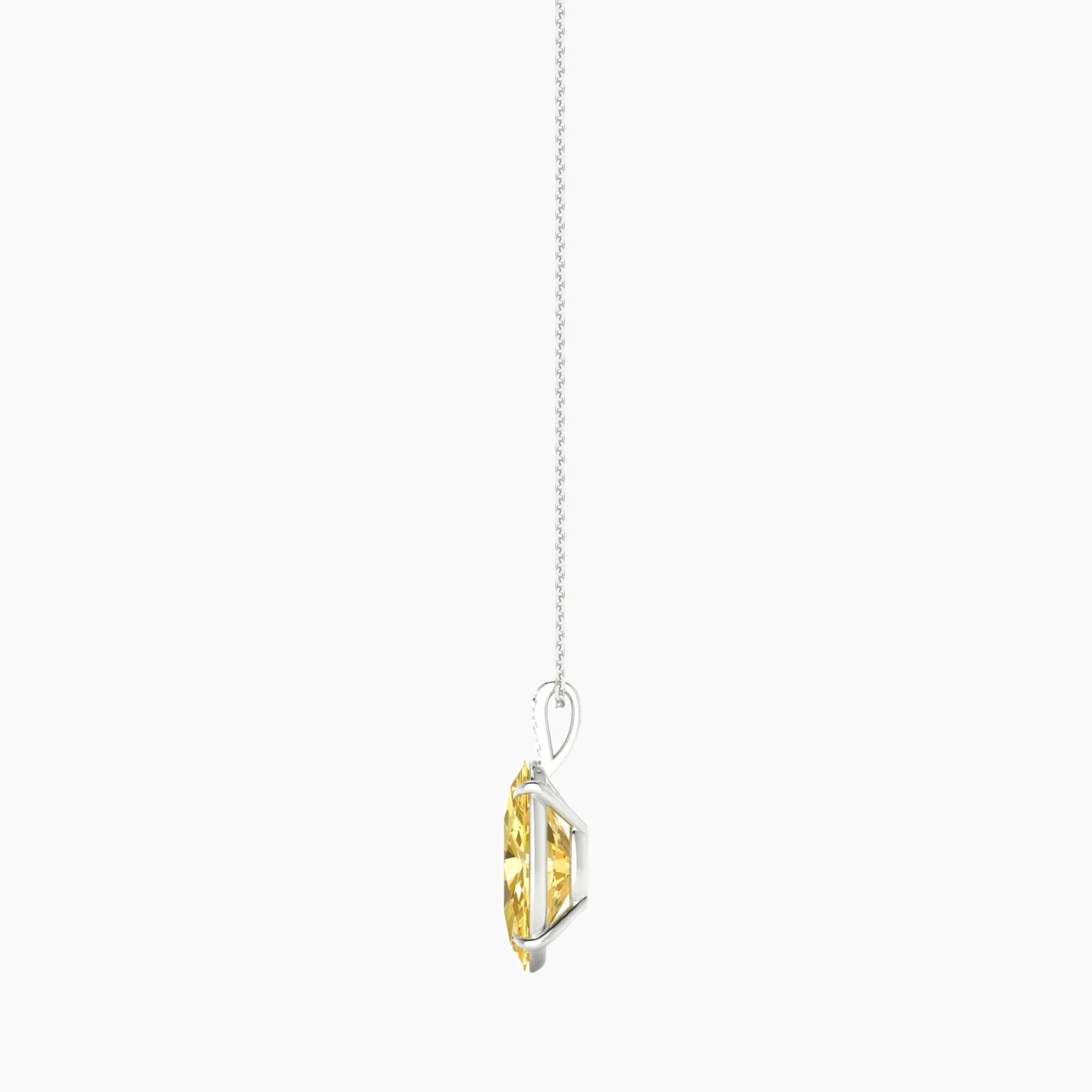 Paved Hanging Solitaire | 18k White Gold 5 ct Yellow Lab Diamond Oval Cut Pendant