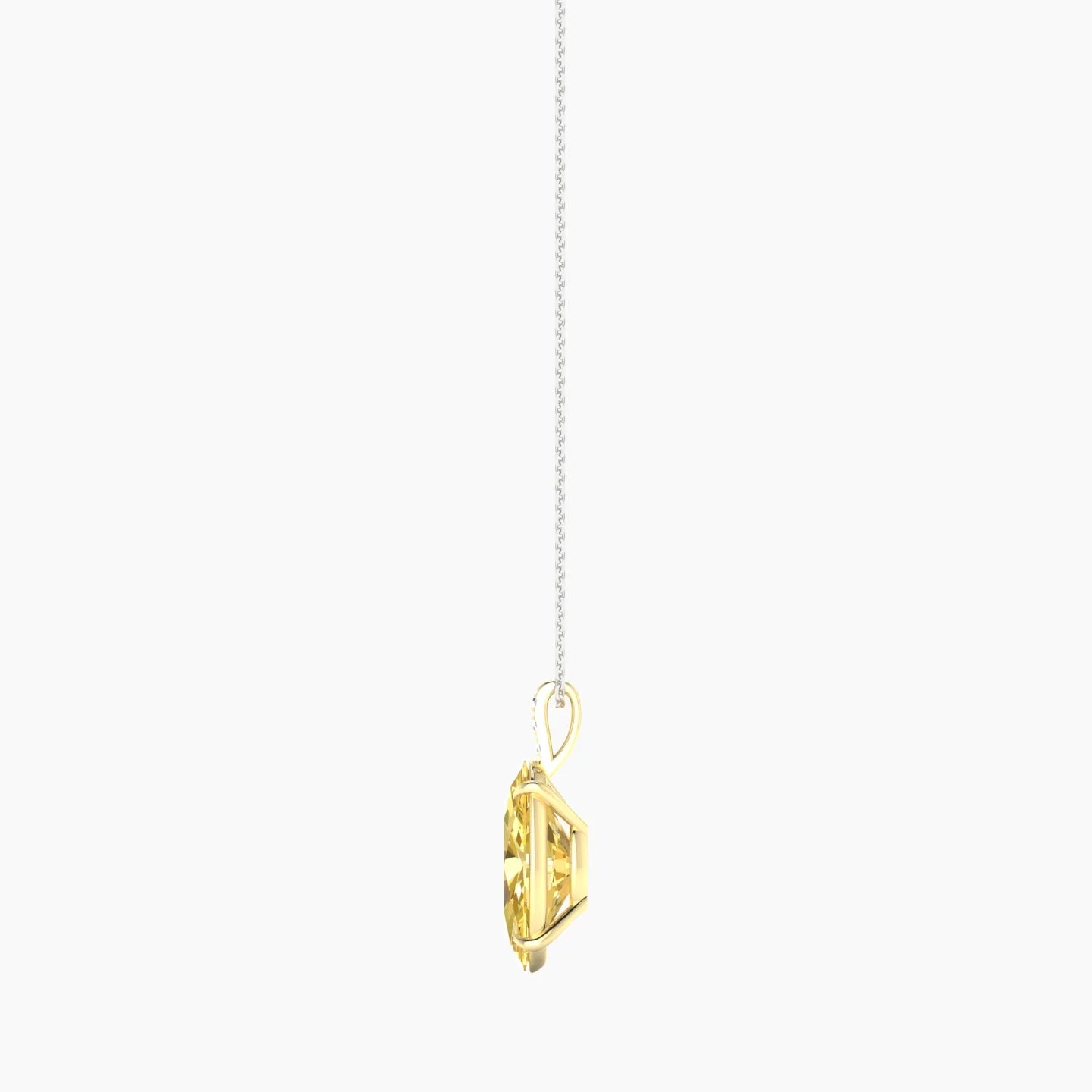 Paved Hanging Solitaire | 18k White & Yellow Gold 5 ct Yellow Lab Diamond Oval Cut Pendant