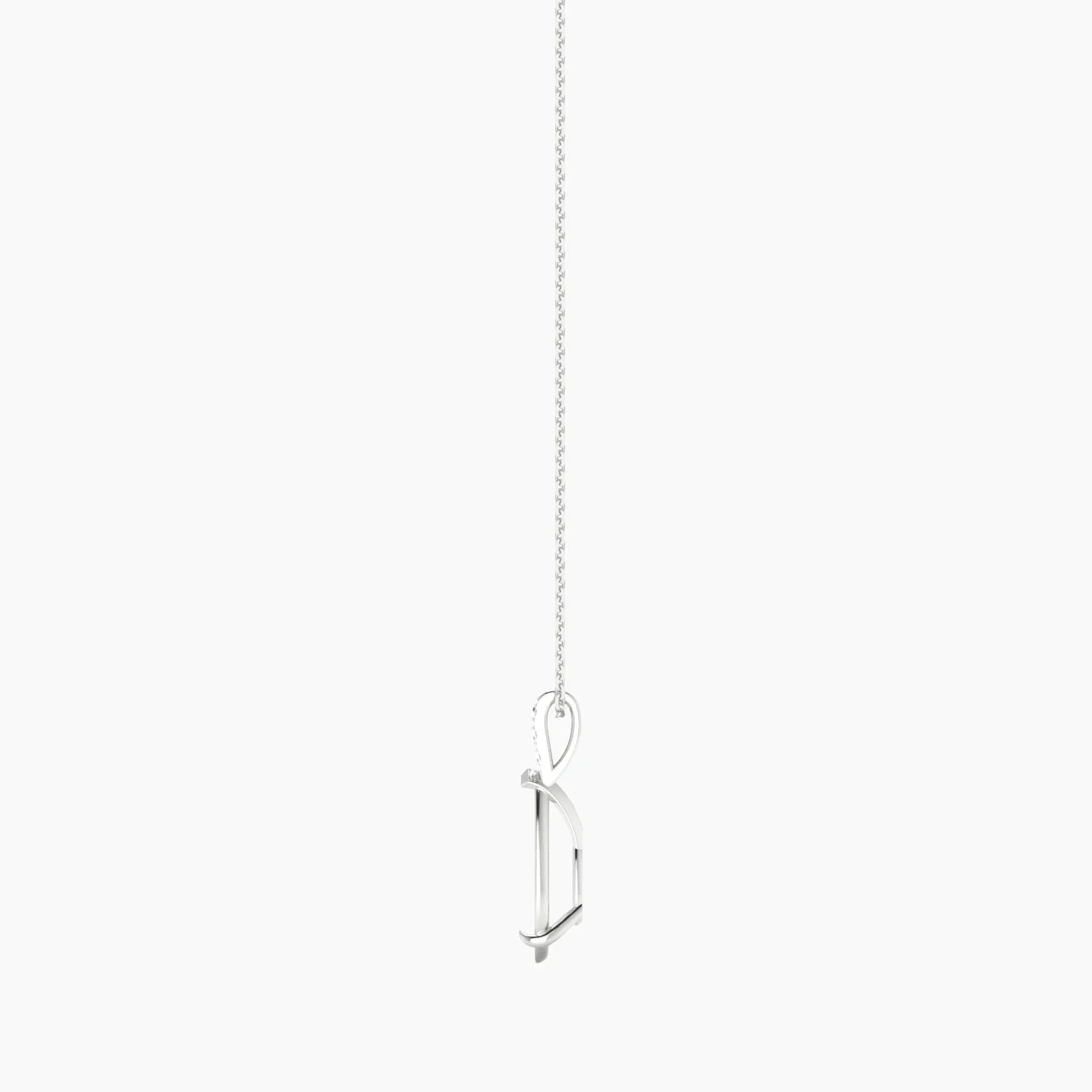 Paved Hanging Solitaire | 18k White Gold 3-4.99 ct Pear Cut Pendant Setting
