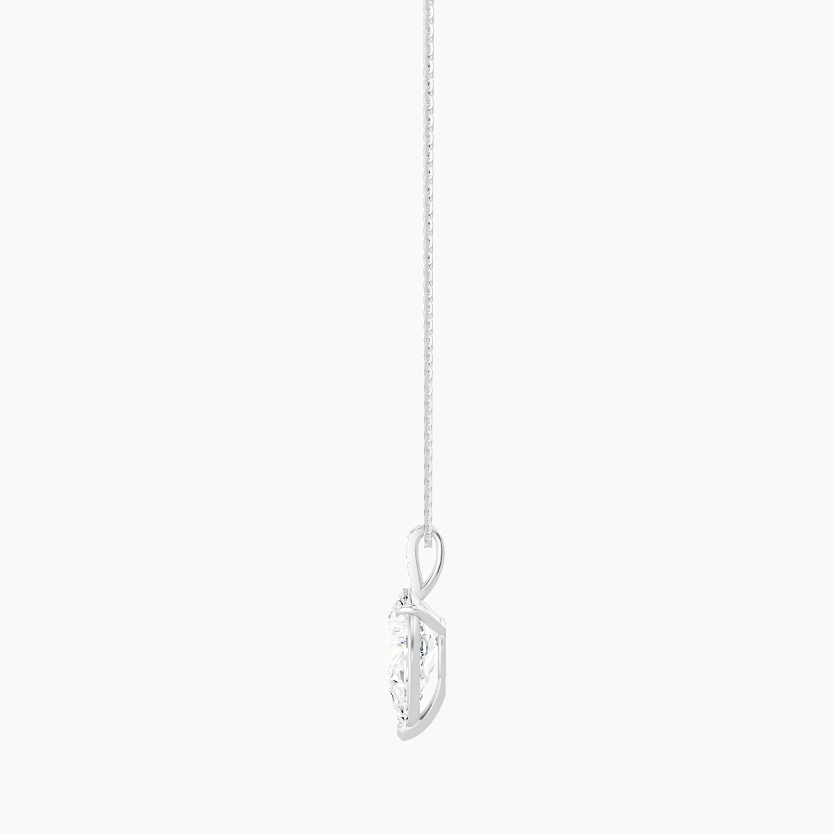 Paved Hanging Solitaire | 18k White Gold 3 ct White Lab Diamond Pear Pendant