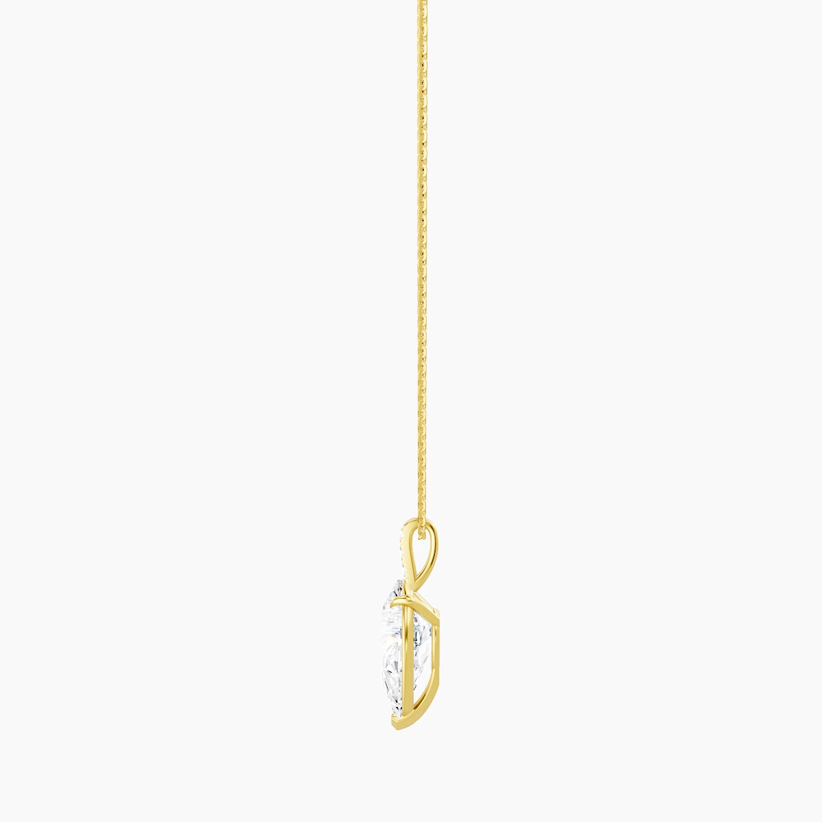 Paved Hanging Solitaire | 18k Yellow Gold 3 ct White Lab Diamond Pear Pendant