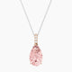 Pear Pink Lab Diamond Pendant | Paved Hanging Solitaire
